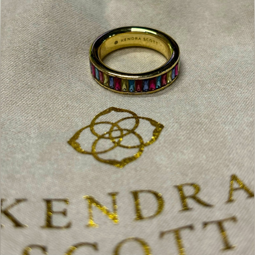 Kendra Scott. Jack Gold Band Ring in Multi Crystal.
